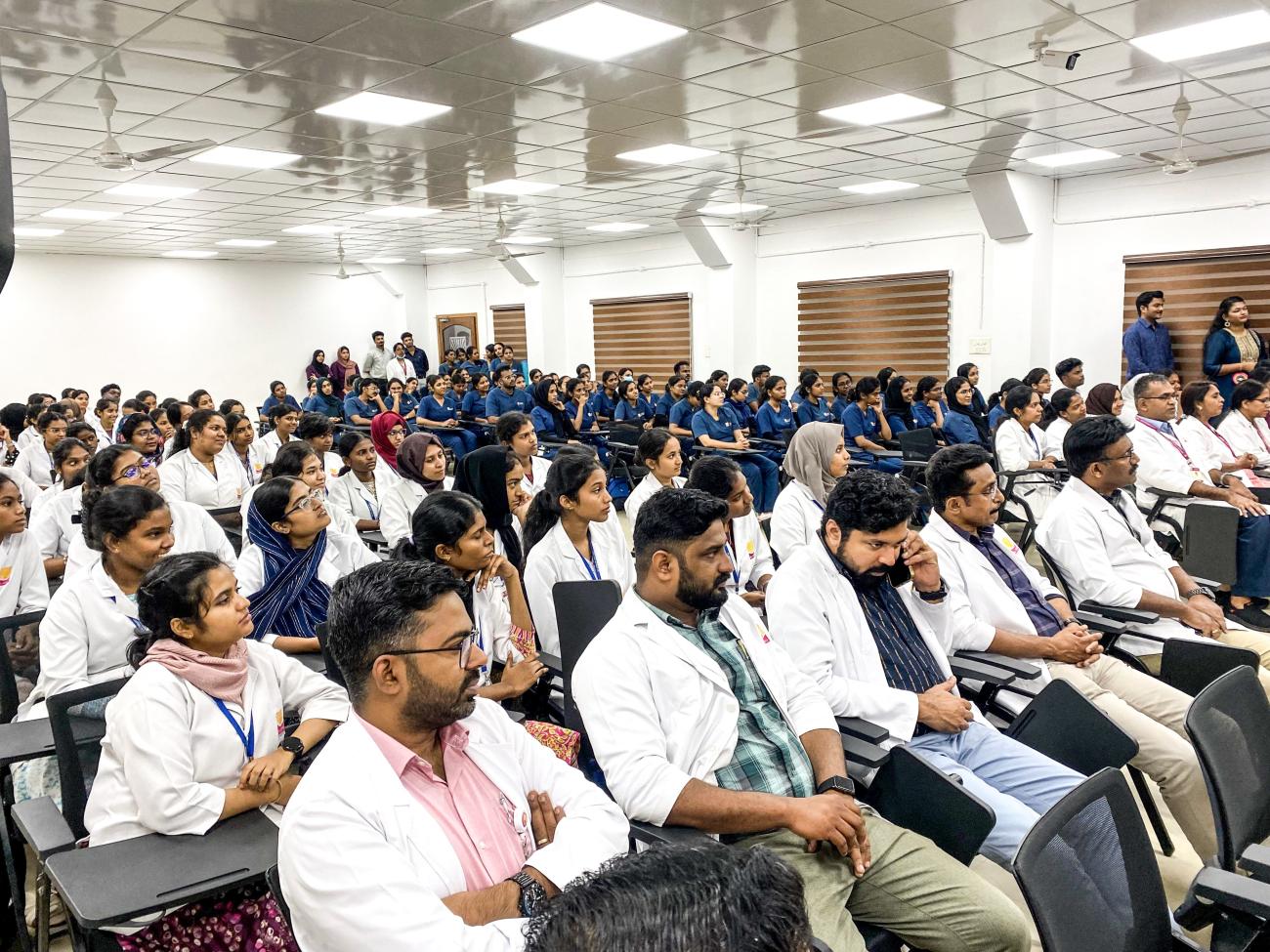 Staff and students at mini auditorium 