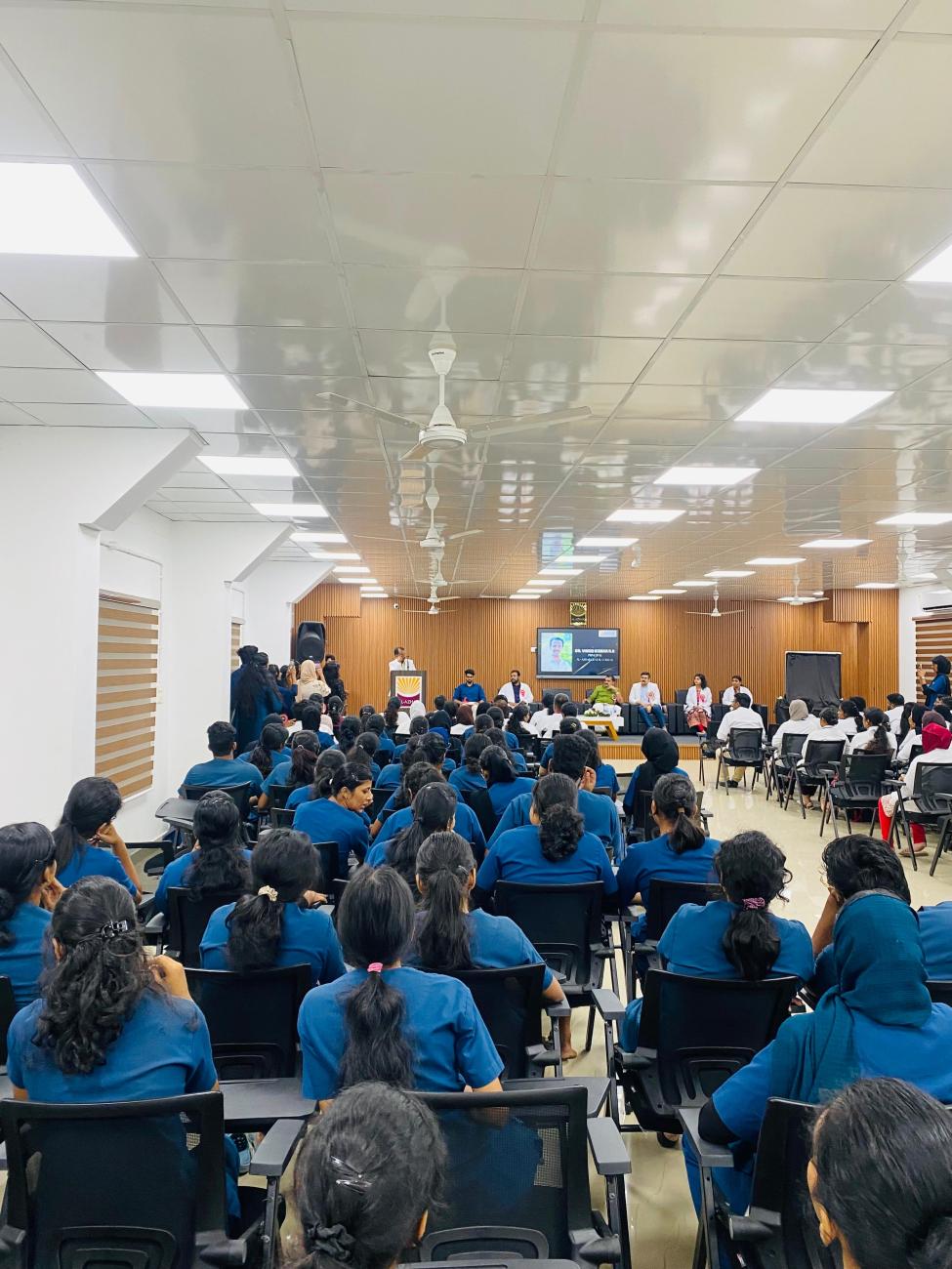 Staff and students at mini auditorium 